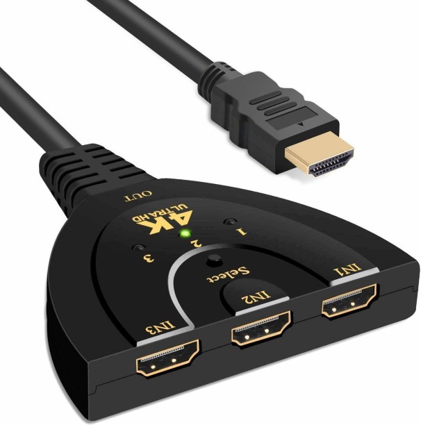 HDMI Switch 4K 60Hz with 60cm Fixed HDMI Cable HDMI 2.0 Umschalter Unterstützung HDCP 2.2 HDR10 3D für Xbox PS4 HDMI umschalter 2 in 1 Ausgang bidirektionaler PORTTA HDMI Splitter 1 in 2 Ausgang 