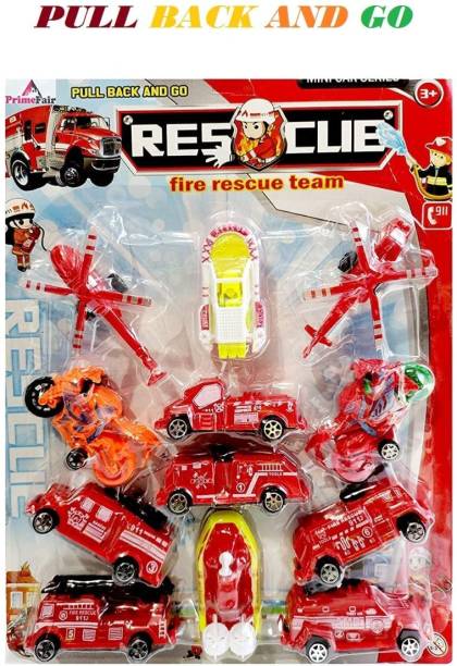 ARYAN fire Rescue Car Airplane Truck with 12 Mini Cars Toy for Children Plastic Toy