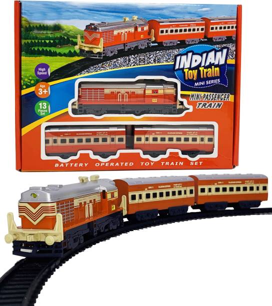 Wishmaster Indian Railways 3 Passenger Couch Toy Train Track Set For Kids With Glow Light