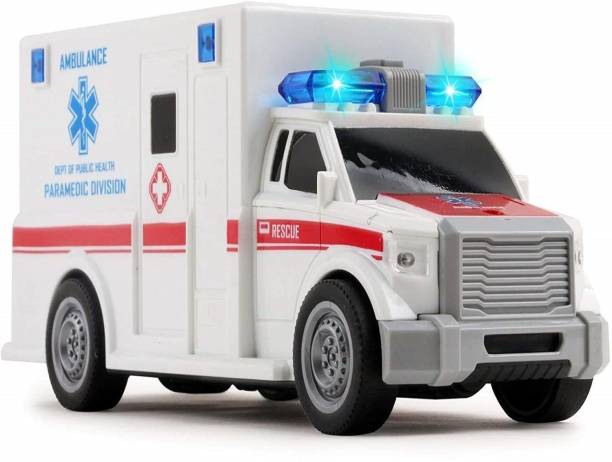 Skstore ambulance powered 1:16 scale lights and sounds durable kids medical push and go