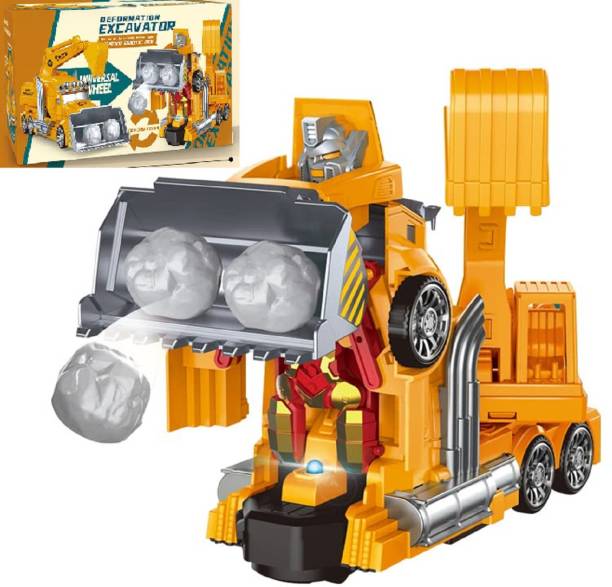 Skstore Bulldozer Truck Crane Vehicle Toy Three Plastic Ball Stones Light and Music
