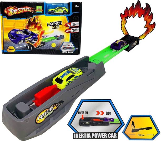 Akvanar Launch Race and Go with Racing Cars Launcher with top Speed Metal car multicolor