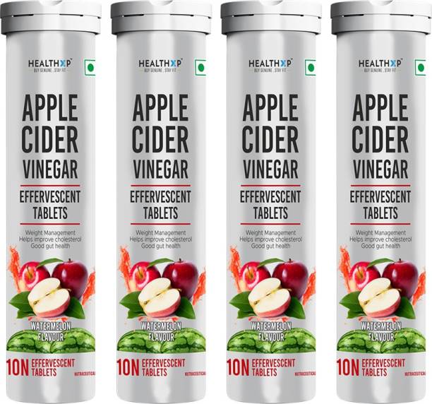 HEALTHXP Apple Cider Vinegar with Pomegranate Extract 200mg, Effervescent (Pack of 4)