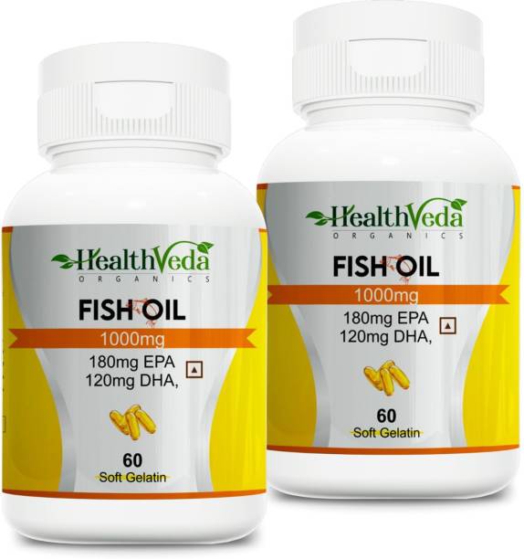 Health Veda Organics Omega 3 Fish Oil 1000mg For Healthy Bones, Hair & Skin For Both Men & Women