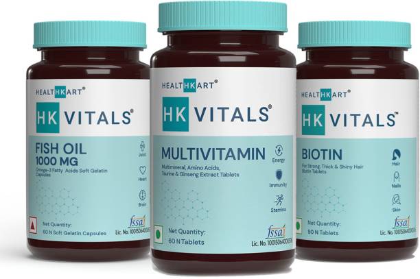 HEALTHKART Biotin with Multivitamin & Fish Oil (Pack of 3)
