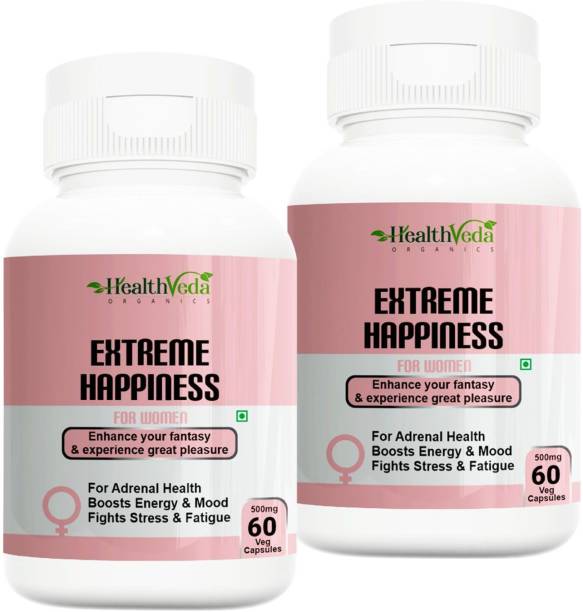 Health Veda Organics Extreme Happiness Capsules for Women Enhances Immunity & Improves Energy Levels
