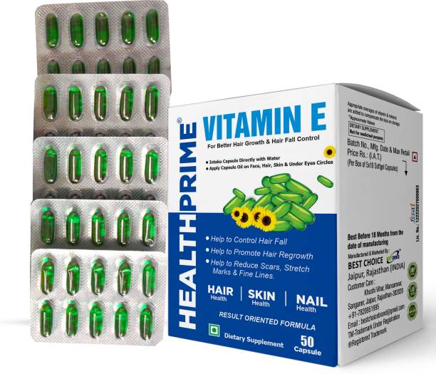 HEALTHPRIME Vitamin E Capsules for Glowing Face, Hair g...