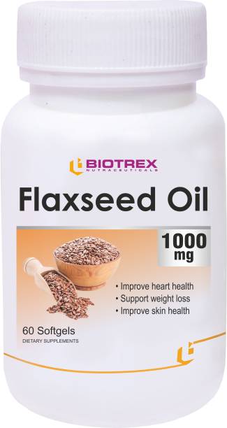 BIOTREX NUTRACEUTICALS Flaxseed Oil 1000mg | Omega 3 6 9 | Supports Skin, Hair, Bones
