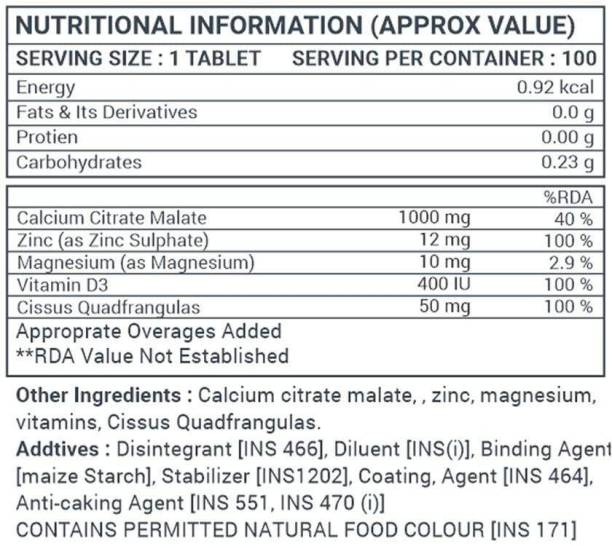 Prorganiq Calcium with Magnesium, Zinc & Vitamin D3 Supplement for Men & Women