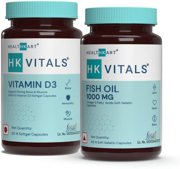 HEALTHKART HK Vitals Vitamin D3 (2000 IU) with Fish Oil (1000 mg Omega 3 with 180 mg EPA)