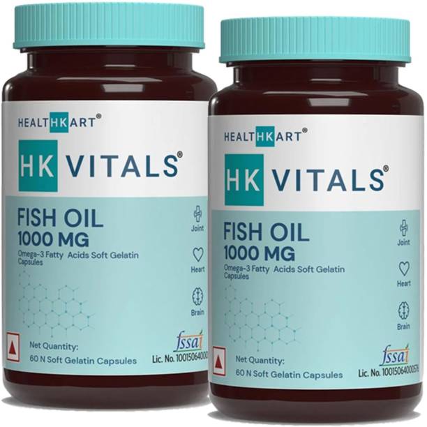 HEALTHKART Fish Oil (1000 Omega 3, With 180 Mg Epa & 120 Mg Dha)- Pack of 2