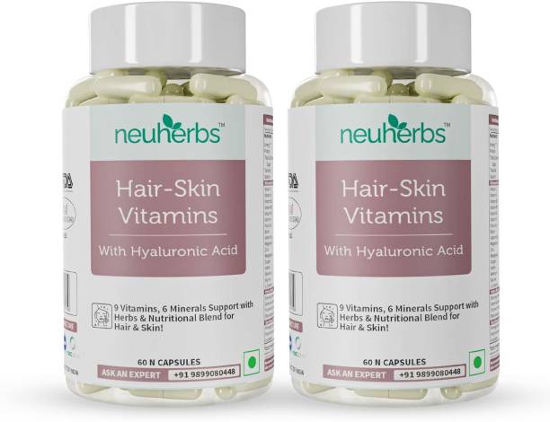 Neuherbs Hair Skin & Vitamin Supplement with Turmeric, Primrose Oil, Glutathione & Collagen