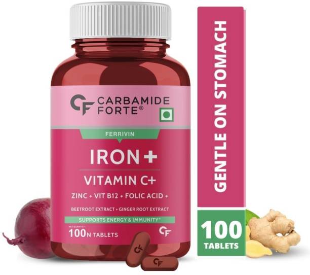 CARBAMIDE FORTE Iron + Vitamin C & Folic Acid Tablets | Ferrous Ascorbate - Fast Acting