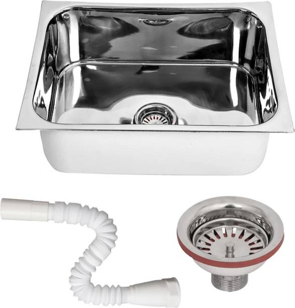 AMK INTERNATIONAL Kitchen Sink 24X18X9 Inch Glossy Finish Stainless Steel Sink AMK-KS-24189-01 Vessel Sink