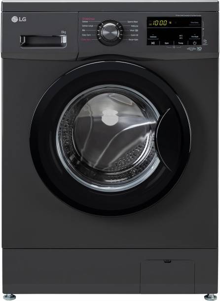 LG 8 kg Fully Automatic Front Load Washing Machine with In-built Heater Black, Grey