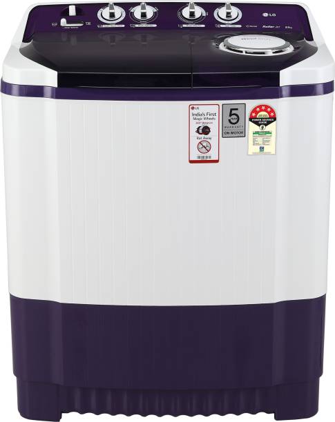 LG 8.5 kg White Roller Jet Pulsator, Soak and Dual Magic Filter and Magic Wheels Semi Automatic Top Load Washing Machine Purple, White
