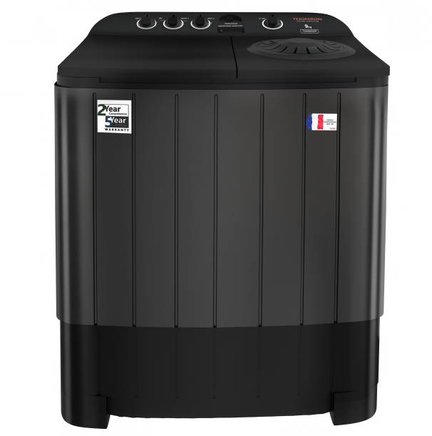 Thomson 9 kg Aqua Magic with Double Waterfall Semi Automatic Top Load Washing Machine Black, Grey