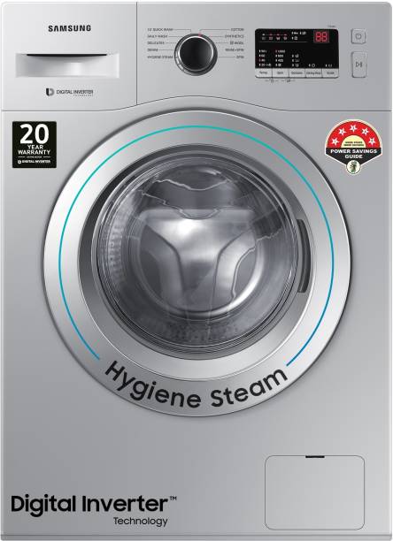 SAMSUNG 6 kg 5 Star With Hygiene Steam and Ceramic Heater Fully Automatic Front Load with In-built Heater Silver