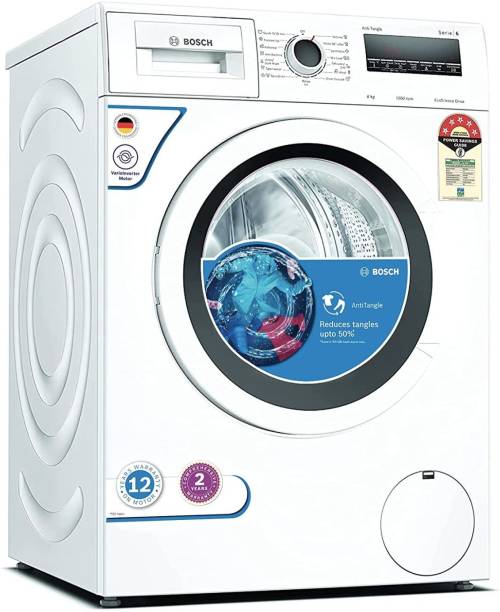 BOSCH 8 kg AntiTangle,AntiVibration,1200RPM Fully Automatic Front Load Washing Machine with In-built Heater White