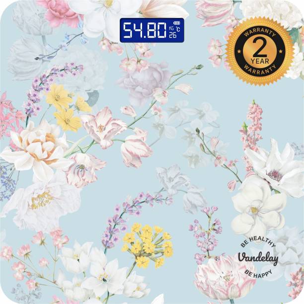 Vandelay Digital Weighing Scale – [Spirit Series] – Electronic Weight Machine for Human Body with Thick Tempered Glass (Sweet Blossom Flower) Weighing Scale