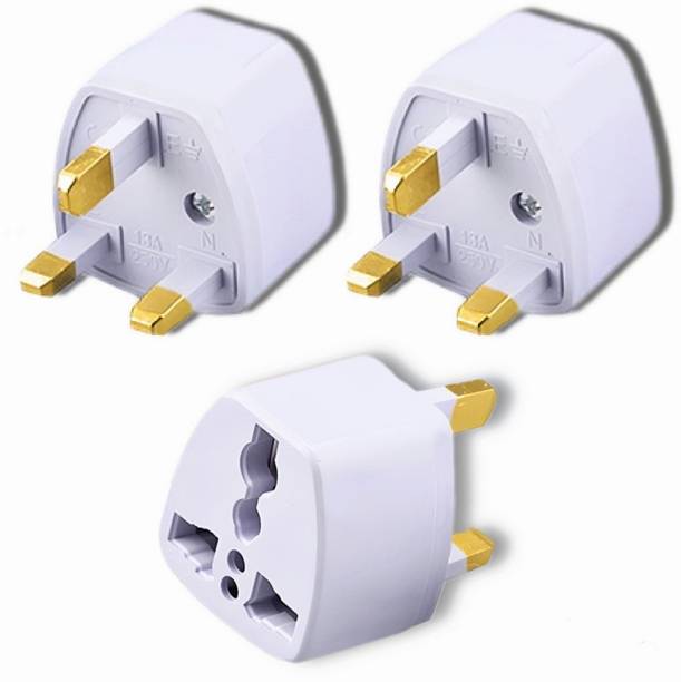 KAVANA Universal UK Flat Pin Plug (3 pcs) 3Pin Travel Power Plugs Converter Worldwide Adaptor