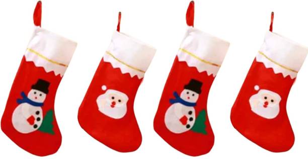 Flipkart SmartBuy Santa Claus Stockings Socks Hanging for Christmas Tree Decoration ( Pack of 4) Christmas Stocking