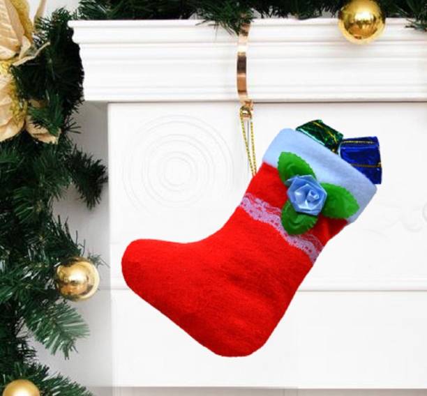 ME&YOU Hanging Christmas Socks in Red Christmas Stocking
