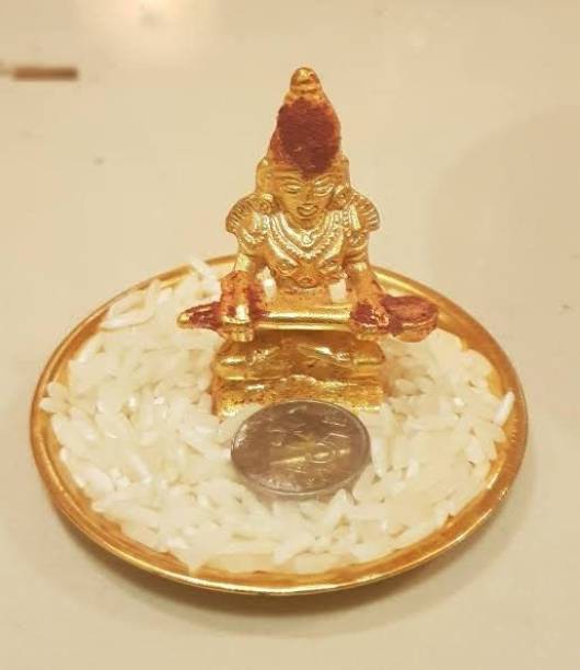 ZemPark Annapurna Devi – The Goddess of Food and Nourishment Golden Pooja Kit Brass Yantra