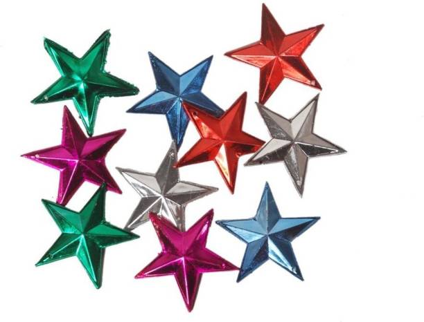 Indigo Creatives Miniature Multicolor Star pack of 10 pieces for home / office christmas tree decoration Hanging Star Pack of 10