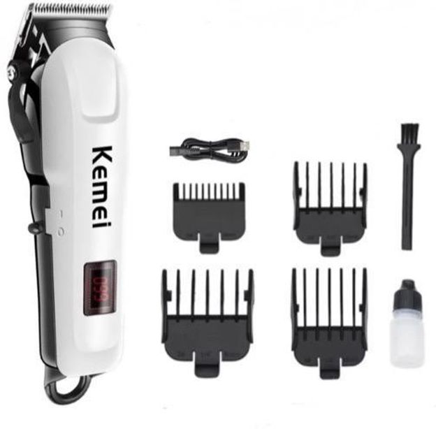 Kemei 809A Fully Waterproof Trimmer 120 min Runtime 4 Length Settings(White)