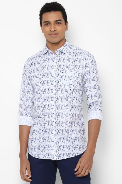 Allen Solly Men Printed Casual White, Blue Shirt