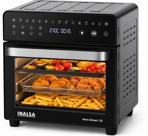 Inalsa Aero Smart 15L Oven 1700W|14 Functions|Roast,Reheat,Bake|Rotisserie & Convection Air Fryer(15 L)