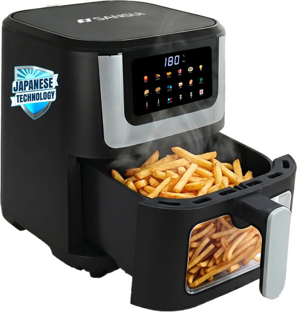 Sansui Kurkura Magic With 85% Less Oil Consumption, Digital Touchscreen with Color Display, 4kV Surge Protection Air Fryer(7 L)