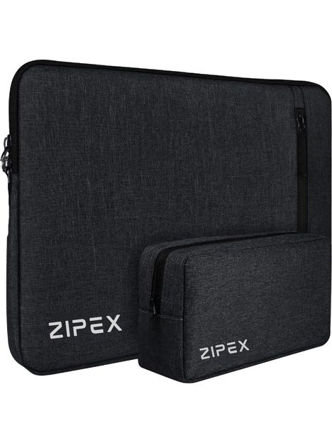 ZIPEX PHOTONIC Laptop Case With Charger Pouch | Unisex | For 14 Inch Laptops Waterproof Laptop Sleeve/Cover(Black, 14 inch)