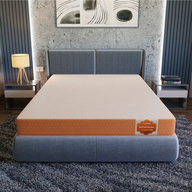 SleepyHug Ortho SpineX AirCell Series Orthopedic 4 inch Double High Resilience (HR) Foam Mattress(L x W: 72 inch x 48 inch)