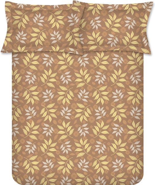 Raymond Home Cotton Double Flat 104 TC Printed 1 Bedsheet(Tan)