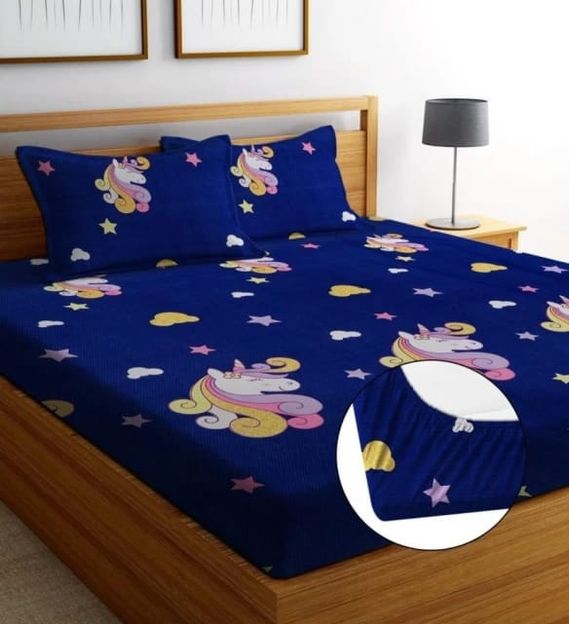RITEROM Cotton Double Flat 180 TC Geometric 1 Bedsheet with 2 Pillow Covers(Multicolor)