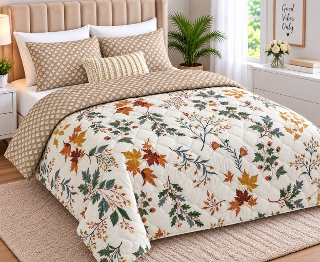 Home Solution Floral Double Comforter for All Season(Cotton, Multicolor)