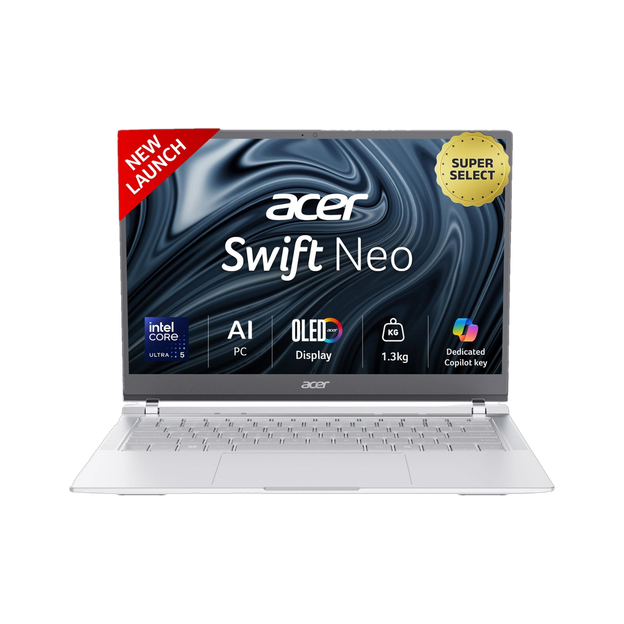 Acer Swift Neo 14 Office 2024 + M365 Basic Intel Core Ultra 5 115U - (16 GB/512 GB SSD/Windows 11 Home) SFN14-54H Thin and Light Laptop(14 Inch, Silver, 1.3 kg, With MS Office)