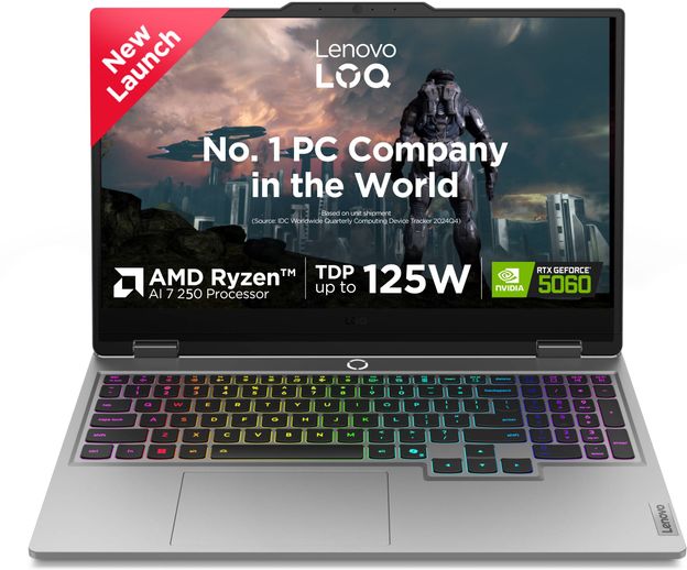 Lenovo LOQ 2025 AMD Ryzen 7 Octa Core 250 - (16 GB/512 GB SSD/Windows 11 Home/8 GB Graphics/NVIDIA GeForce RTX 5060) LOQ 15AHP10 Gaming Laptop(15.6 inch, Luna Grey, 2.4 kg, With MS Office)