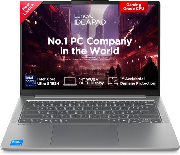 Lenovo IdeaPad Slim 5 OLED Display Intel Core Ultra 9 185H - (16 GB/512 GB SSD/Windows 11 Home) IdeaPad Slim 5 14IMH10 Laptop(14 inch, Luna Grey, 1.39 kg, With MS Office)
