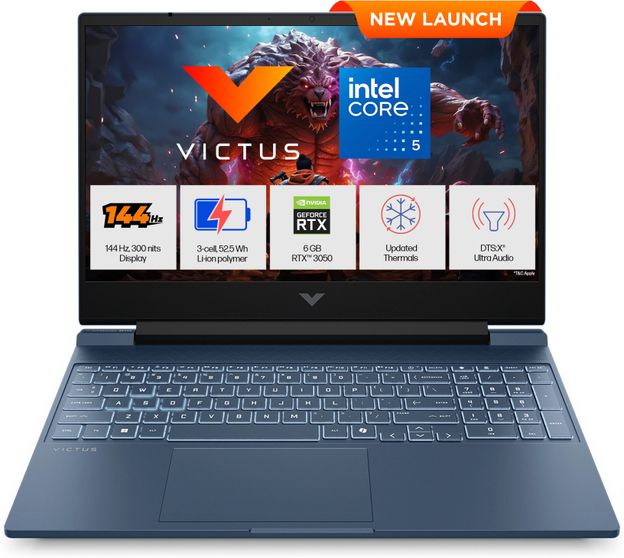 HP Victus (i5 14th Gen) Intel Core 5 210 H - (24 GB/512 GB SSD/Windows 11 Home/6 GB Graphics/NVIDIA GeForce RTX 3050) 15-fa2556TX Gaming Laptop(15.6 inch, Performance Blue, 2.29 kg, With MS Office)