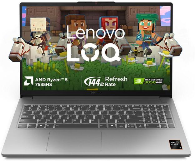 Lenovo LOQ Essential AMD Ryzen 5 Hexa Core 7535HS - (16 GB/512 GB SSD/Windows 11 Home/6 GB Graphics/NVIDIA GeForce RTX 3050) 83S000JHIN Gaming Laptop(15.6 inch, Luna Grey, 1.8 kg)