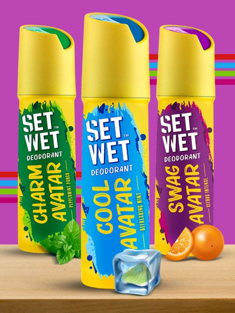SET WET Cool, Charm and Swag Avatar Deodorant Spray - For Men(450 ml, Pack of 3)
