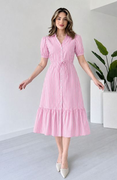 Dressberry Women Fit and Flare Pink Midi/Calf Length Dress