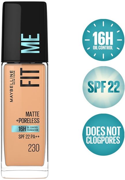 MAYBELLINE NEW YORK Fit Me Matte+Poreless Liquid Foundation (With Pump & SPF 22), 230 Natural Buff, 30ml Foundation(230 Natural Buff, 30 ml)