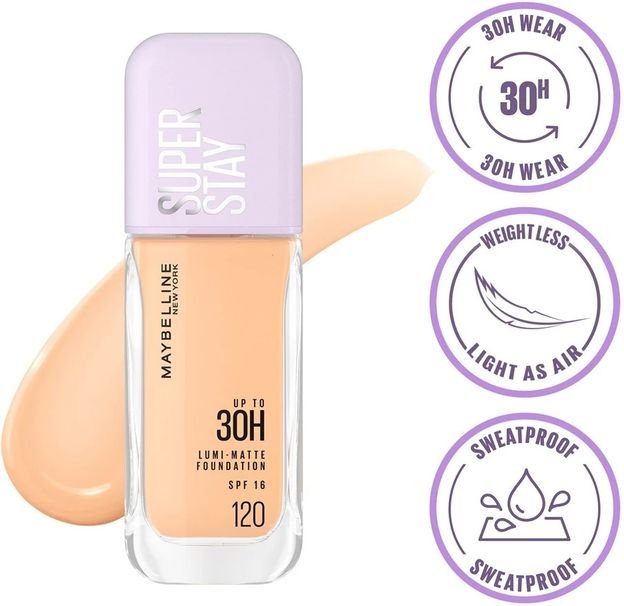 MAYBELLINE NEW YORK Super Stay Lumi Matte Foundation 30H Longwear Light As Air Foundation(120, 35 ml)