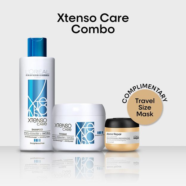 L'Oréal Professionnel Xtenso Care Shampoo + Hair Mask combo + Free Travel Size Hair Mask(3 Items in the set)