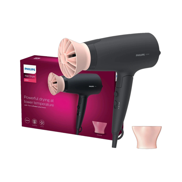 PHILIPS BHD356/10 2100W Thermoprotect AirFlower Advanced Care 6 Heat & Speed Settings (Black) Hair Dryer(1600 W, Black)