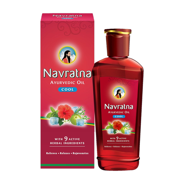 Navratna Ayurvedic Cool OilWith 9 Ayurvedic Herbs Relieves Headache, Fatigue Hair Oil(600 ml)